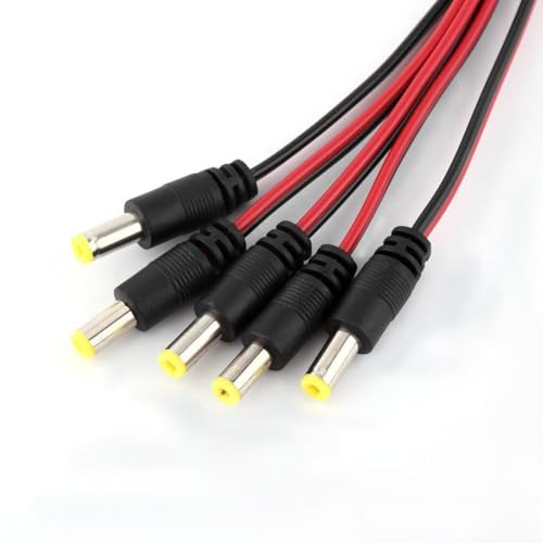 Agatige 12V 5A 5.5mmx2.1mm Connettori DC a Pannello Jack, DC Power Pigtail Cable, DC Pigtail Power Connector, DC Maschio e Femmina Adattatore a Pigtail, per Telecamera, CCTV, DVR, Sistema LED