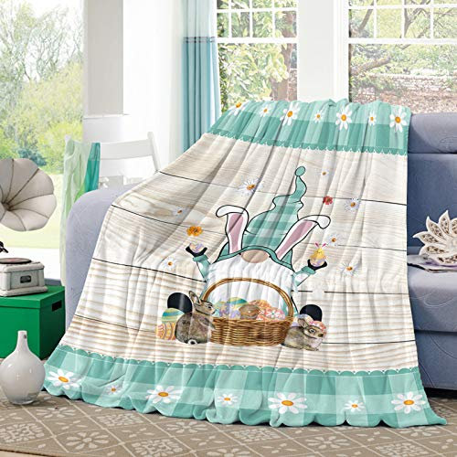 Sofaüberwurf Bauernhaus-Holzbrett Mit Zwerg-Osterhasen Mit Bunten Eiern Universale Decke Flauschige Fleecedecke Für Bett Geschenke Geburtstag 80x60