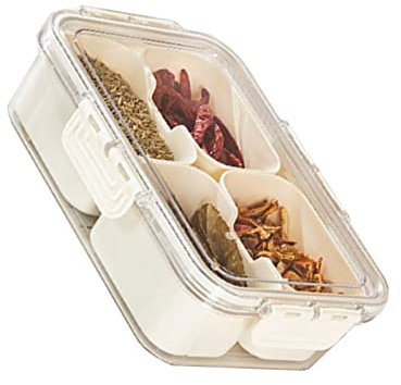 SALUTUYA Multi Griglie Scatola di Immagazzinaggio Contenitore per Alimenti in Plastica Divisore Design Leggero Grande capacità con Coperchio per Gnocchi di Frutta Verdura (Piccole 4 Griglie)