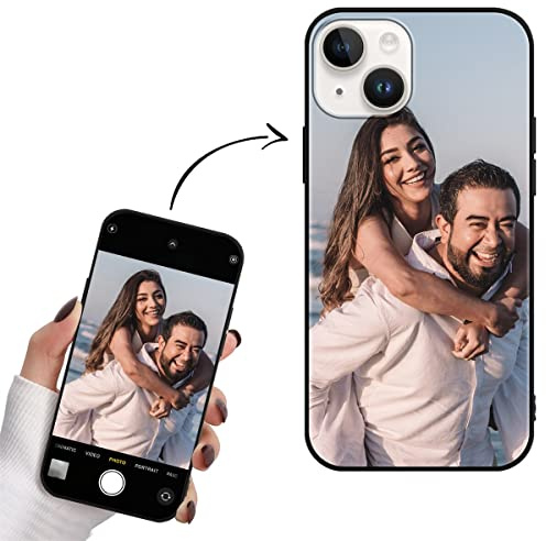 Yoedge Personalisierte Handyhülle für Apple iPhone 15 Hülle Selbst Gestalten mit Eigenem Foto Bild Text Personalisiert Case Individuelle Schutzhülle Schwarz Cover für iPhone 15 6,1