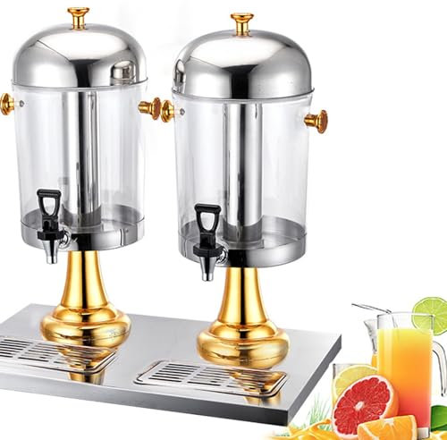 ExoticaBlend Distributeur de Boissons, Fontaine à Cocktail Professionnelle en Acier Inoxydable Machine à Boissons Chaudes et Froides avec Robinet et Support pour Restaurant hôtel Bar,Gold-16L