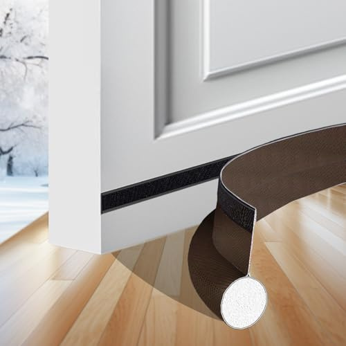 GSALDY Boudin de porte isolant froid 94cm Marron | Bas de porte coupe-vent Joints de porte autocollants Bas de porte isolant Rapide à installer Ajustable isolation porte