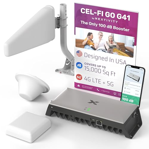 Nextivity CEL-FI GO G41 Cell Phone Booster for Home 4G, 5G, AT&T, Verizon & T-Mobile Up to 15,000 Sq Ft Coverage 100 dB Cell Phone Signal Booster FCC Approved - 1 Kit