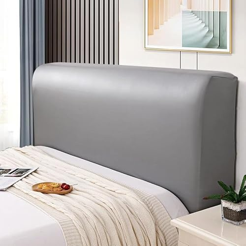 Cutfouwe Bett Bezug Leder Dehnbare Bett Bezug 120/150/180/200/220Cm Überzug Cover, Grau, 180cm