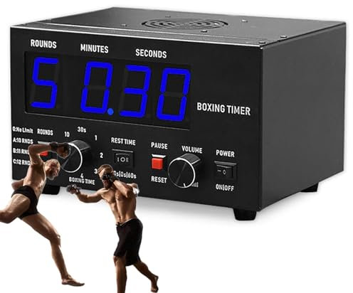 Minuteur D'Intervalle De Boxe Professionnel,Minuterie De Gymnastique Avec 1 à 12 Tours De DéFi, Affichage Led,EntraîNement 30S-10Min Et Temps De Repos 0/30/60S,Pour Muay Thai/Mma/Kickboxing,Blue