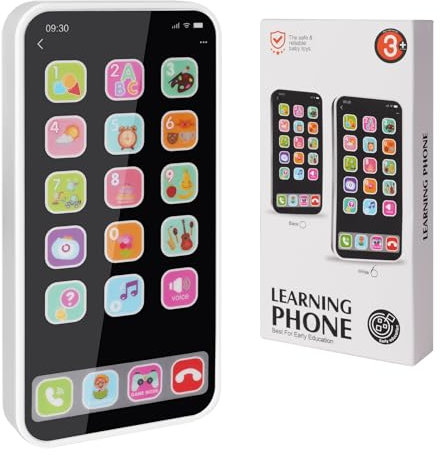 Aolso Telefono Giocattolo per Bambini, Cellulare Giocattolo per Bambini Giocattoli Educativi, Telefono Giocattolo per Neonato 6 Mesi + Ragazzi Ragazze, Musicale Regali per Bambini (Bianco)