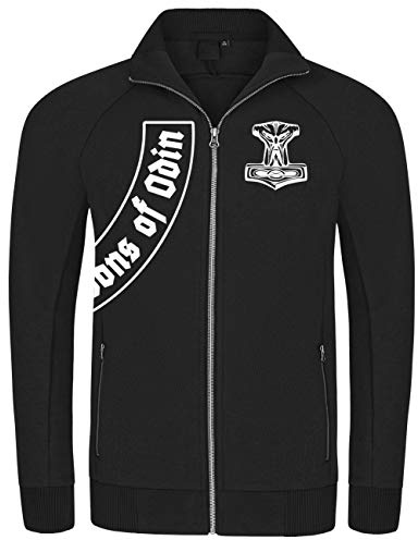 SONS OF ODIN Herren Sweatjacke Letzte Ausfahrt Walhalla Wikinger Thors Hammer Biker Support