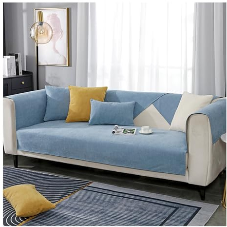 Tauzveok Sofabezug rutschfeste, Sofa überzug 3 sitzer, Für L Shape Eck 3 2 4 Sitzer Sofaüberzug, Hund Katze Sofaschoner, Chenille sofadecken für sitzfläche,Iight Blue,70 * 210cm