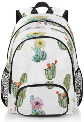 TropicalLife Kaktus-Rucksack, Mehrzweck-Rucksack für Kinder, Mädchen, Jungen, Männer, Frauen, 18,4 l, Kaktus-Blumen, Rucksack, Schule, Büchertasche, lässiger Laptop-Tagesrucksack, farbig, 18.4L