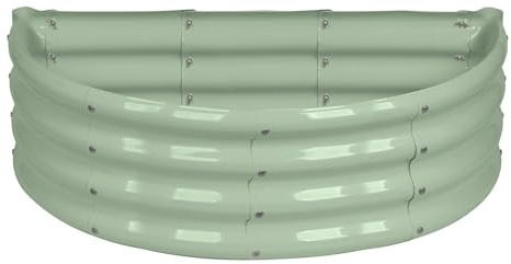 Harbour Housewares Raised Garden Bed - Green - 95 x 45cm - Semi-Circle - Bottomless Galvanised Steel Metal Planter Box for Growing Outdoor Plants, Vegetables, Flowers and Herbs