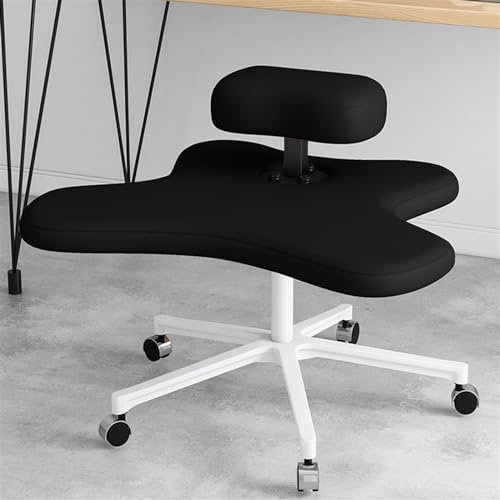 Kniender Bürostuhl mit gekreuzten Beinen und Rädern, Meditationssitz zur Linderung von Rückenschmerzen, ergonomischer Sitz zur Haltungskorrektur – zur Verbesserung der Körperhaltung, Schwarz, Einheits