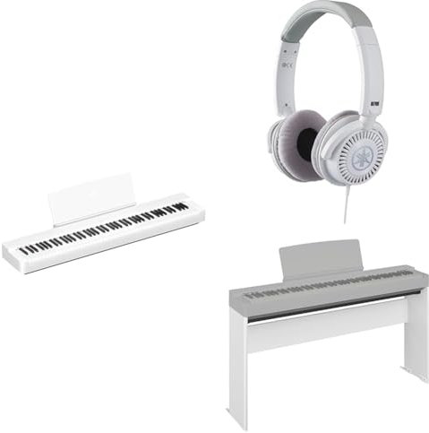Yamaha P-225 Digital Piano, white - Lightweight, Portable digital piano bundled with HPH-150 Headphones, and L-200 Wooden Digital Piano Stand