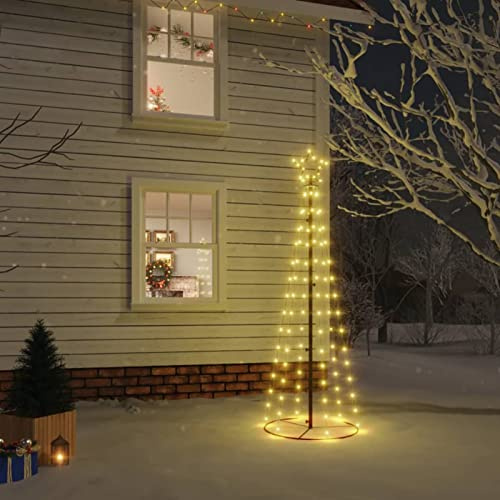 IKAYAA LED Weihnachtsbaum Aussen Kegelform Metall Warmweiß 108 LEDs Tannenbaum Lichterbaum Weihnachtsdeko Aussen 180 cm