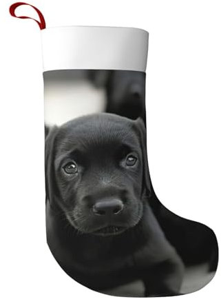 YKJJFVZ Weihnachtsstrümpfe mit Hunde-Aufdruck, groß, Weihnachtsstrumpf, Weihnachtsdekoration, Dekoration, Ornamente, Urlaubsgeschenke, Schwarz, Einheitsgröße