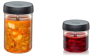 GEFU Fermentiergläser NATIVO 2er Set - 0,5L & 1L, inkl. Beschwerungsgewicht, Fermentationsglas mit Gewicht und Deckel, transparent, zum Einlegen