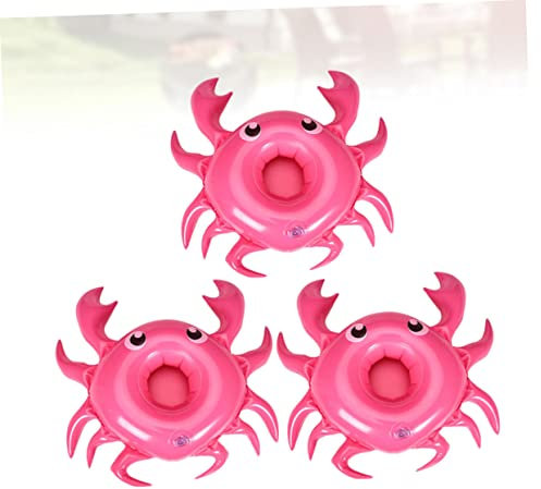 MUSISALY 3piezas Portavasos Inflable Forma De Cangrejo Conjunto De Unidades Color Rojo Soporte Flotante para Bebidas para Fiestas Acuáticas y Piscinas Al Aire