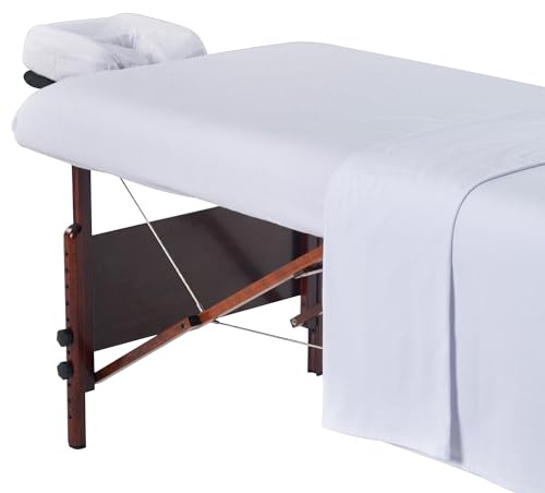 Master Massage Parure de lit 3 pièces en flanelle de coton lavable en machine - Housse de rechange pour salon de beauté et spa - Comprend une nappe de table, une housse de coussin pour le visage et un