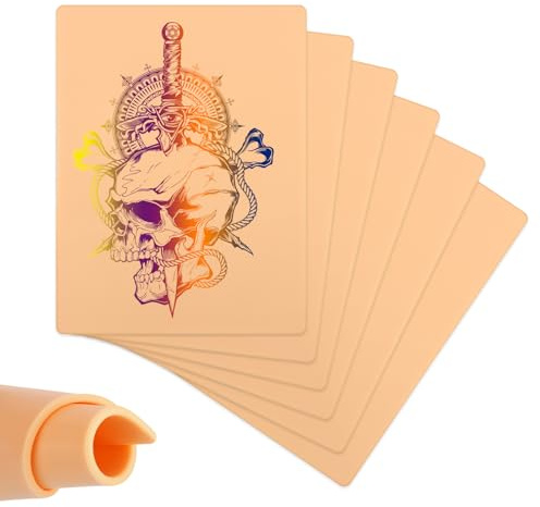 6 Pcs Piel Sintetica Tatuaje 3mm, Kit de Tatuaje 19*14cm, Tatuaje de Piel Sintética, Piel de Tatuaje de Doble, Piel de Práctica de Tatuaje Silicona, Tatuaje Suave Piel Tattoo para Practicar Tatuajes