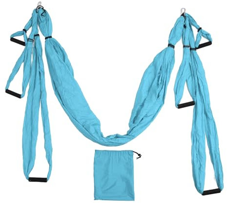 QANYEGN Aerial Yoga Swing Set, Polyester Cotton Yoga Hammock Set, Adjustable Improve Flexibility Yoga Hammock for Physical Exercise (Lake Blue)