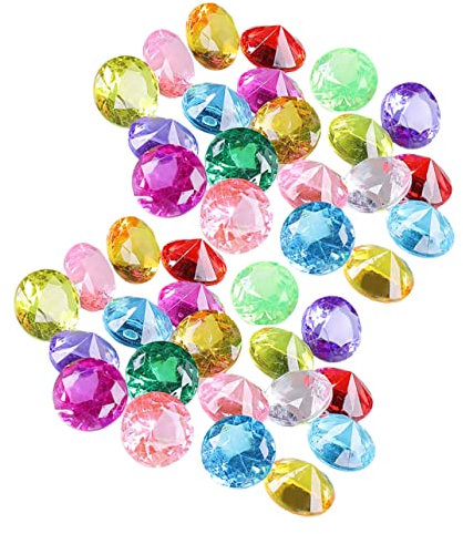 GLSTOY 60pcs Marbles for Boys and Girls Pool Playset Acrylic Diving Toys Swimming Pool Gems Treasure Chest for Toddlers