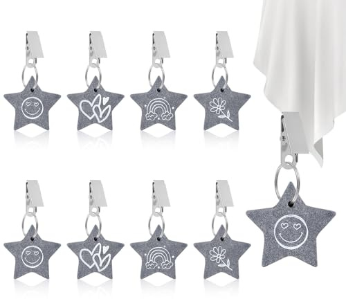 8 Stück Tischdeckenbeschwerer für Draußen, Tischdecken Beschwerer Stern | Tischdeckenhalter Gewichte Tischdecke mit Sternförmiger für Party Picknick Hochzeiten, aus Naturstein, mit Klammer