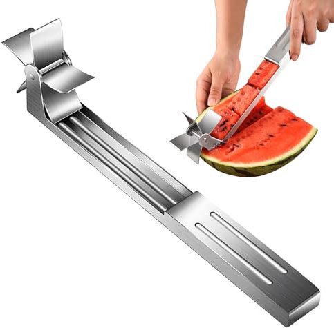 Cortador de sandía, cortador de sandía, grado de herramienta, cortador de sandía, molino de viento, acero inoxidable, gadget cuber para frutas, piña fácil de cortar, servir utensilios de cocina para