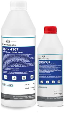 DD Composite Epoxidharz 4307 mit Härter 313 Transparent | Universal-System, Beschichtungen, Laminierharz, Deko Kunst Handwerk Reparatur, Kunstharz Resin