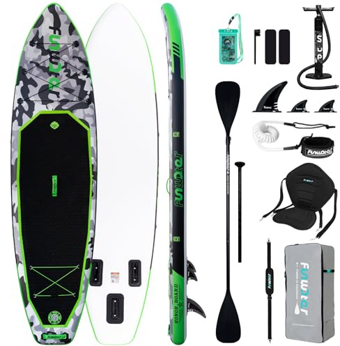 FunWater 330CM Stand Up Paddling Board Aufblasbar – Komplettset mit Paddel, Rucksack, Handyhülle, 3 Flossen, Pumpe, Sitz & Schultergurt – SUP Board für Anfänger & Fortgeschrittene