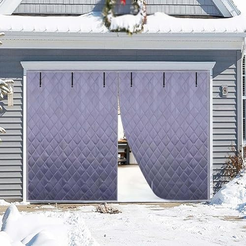 Garage Door Screen for Winter, Garage Door Insulation Kit 2 Car, Magnetic Thermal Insulated Garage Cover Curtain, Garage Privacy Screen Blackout, Weatherproof Soundproof(Gray,366x274 cm)