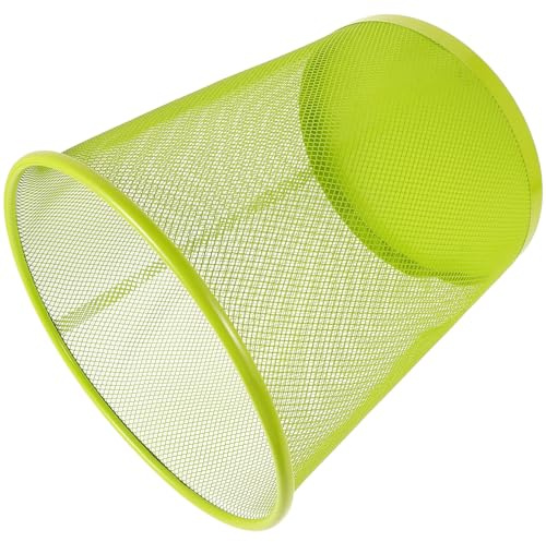 Cabilock Papelera Metálica Pequeña de Malla sin Tapa Cubo de Basura Redondo Verde Mediano para Oficina y Hogar Contenedor Ligero y Resistente para Dormitorio y Baño