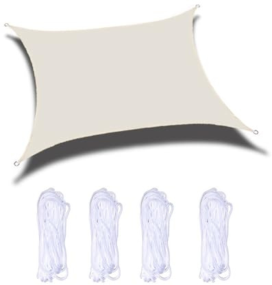 Tenda Ombreggiante Rettangolare Di Livello Professionale Protezione Solare Completa For Patio Terrazza Giardino Tessuto Oxford Antivento Con Design A Bottoni(White,4 * 5m)