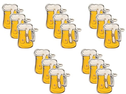 Épinglette Broche Clignotante Chope de Bière 15pcs Époxy Orange Fête Bière | Badge Lumineux en Plastique, Lot de 15 Pièces, Style Oktoberfest, Accessoire pour Vêtements et Paquet