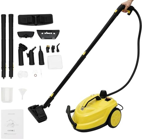 Levkitch Limpiador de vapor multiusos 160 °C de alta temperatura, tanque portátil de 1,8 l, presión de vapor de 5 bares, para suelos, juntas, azulejos, alfombras, coches