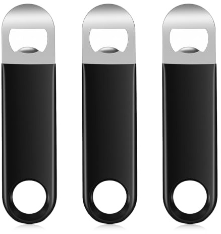 3 Stück Flaschenöffner Edelstahl - Bierflaschenöffner Barkeeper Bottle Opener Set, Bieröffner für Getränke Zuhause Pub Outdoor Camping Küche Männer Geschenke