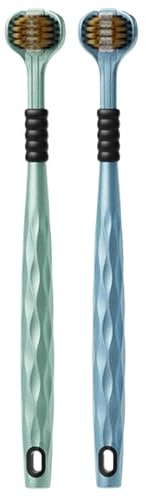 Spazzolino Da Denti A Tripla Setola - Set Di 2 Spazzole Ergonomiche Multi-angolo, Protezione A 360 Gradi | Spazzolino Per Pulizia Dentale Per Bambini Adulti Igiene Quotidiana Da Viaggio