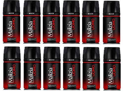 MALIZIA 12er Set Deodorant Herren Musk 150 ml Körperpflege Spray