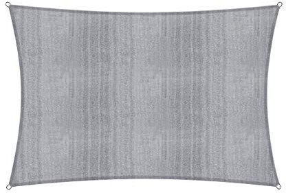 Lumaland Sonnensegel Rechteckig 3 x 4 Meter | Wetterbeständiger Sonnenschutz inkl. Befestigungsseile | Terrasse, Garten & Balkon Schattenspender aus HDPE Segelstoff mit UV Schutz [Hellgrau]