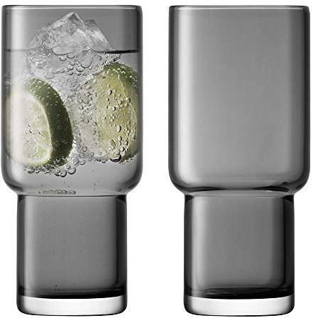 Lsa Utilidad Vaso Vidrio, Highball, Slate, Paquete de 2, Cristal, Pizarra, Tumbler, 300ml, 2