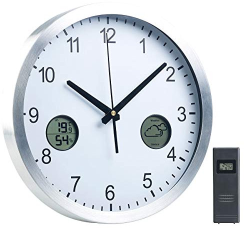 St. Leonhard Horloge Murale Radio-pilotée avec Station météo intégrée et capteur extérieur