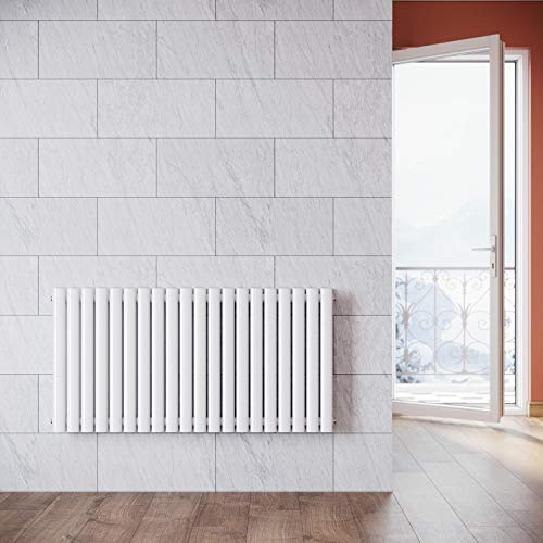 ELEGANT Design Paneelheizkörper Röhren 600x1180mm Weiß Doppellagig Badezimmer/Wohnraum Horizontal Heizkörper Seitenanschluss Badheizkörper Radiator