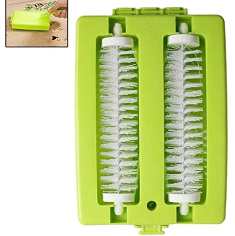 Doppelbürstenkopf mit Hand Teppich Tischbürste Kunststoff Sweeper Crumb Dirt Reiniger Roller Tool (zufällige Farbe)