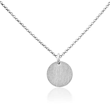 modabilé Halskette Damen mit Kreis-Anhänger Circle Rund 925er Sterling Silber (Anhänger 1,2cm breit I Kette 45cm) I Silberkette Rhodiniert I Vergoldet