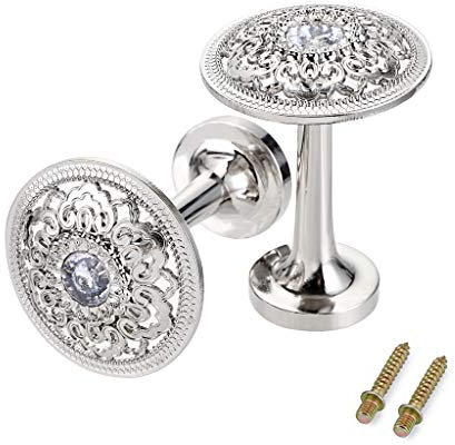 BSTKEY A Pair of Decorative Curtain Holder with Hollow Pattern - Metal Hollow-Carved Design Curtain Drapery Hook Tieback Holdback, Home House Decoration (Silver)
