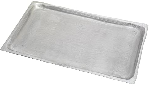 NKlaus Untersetzer für Kerzen Aluminium, Messing, matt, vernickelt, 1 Stück | Breite: 13cm; Länge: 21cm; 21x13cm; 19cm; 11cm; 0,5cm; Silber; kerzenteller metall friedhof rechteckig