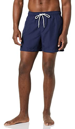 Amazon Essentials herr Badshorts med Nätinnerbyxa, 13cm Benlängd, Perfekta för Simning och Strand, Marin, 38