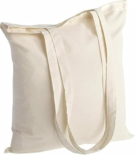 Hyper Mart Pack of 1/3/5/10/25/50/100 Cotton 5oz(150gsm) Eco friendly Plain Natural Reusable Shopping Tote Bags Eco Friendly Long Handle