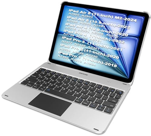 Arteck iPad Air 11-inch/Air 5th 4th Generation Keyboard Case with Trackpad, Bluetooth Keyboard with Folio Full Protection Case and Touchpad for Apple iPad Air 11” M3/M2 (2025/2024), Air 5/Air 4