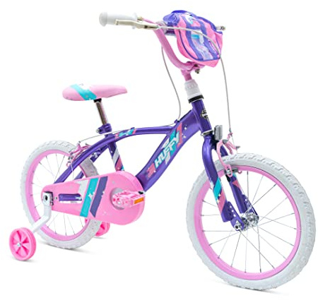 Huffy Glimmer 16 Zoll Mädchenfahrrad lila und pink 5-6 Jahre leichtes Schnellbaurad + Stützräder