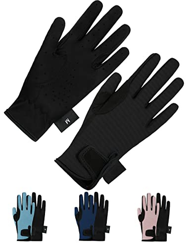 Thapower Kids Horse Riding Gloves Mesh Breathable Children Equestrian Horseback Boys & Girls Youth Outdoor Biking Cycling Sport Mitts Black M