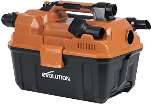 Evolution Power Tools R11VAC-Li Trådlös våt- och torrdammsugare och dammdammsugare med kraftfull motor, fläktfunktion – laddare, munstycken och filter ingår, svart/orange